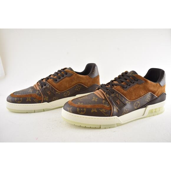 Louis Vuitton Brown Monogram LV Logo Suede Low Top Trainer Sneaker UK 9 US 10 11 - Picture 14 of 16